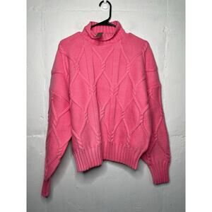 NEW J.Crew Collection Cable Mock Neck Pink Sweater Size XL